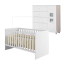 Ver imagem 1 de Quarto de Bebê com Berço com Suporte 100% MDF Life e Cômoda de Bebê 100% MDF 1 Porta 4 Gavetas Life Branco