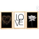 Ver imagem 4 de 3 Quadros Decorativos - Coração Dourado, Love, Flor de Lótus:preta