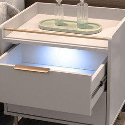 Mesa de Cabeceira 2 Gavetas  Yves Off White - 4