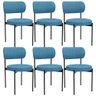 Kit 06 Cadeiras Estofadas para Sala de Jantar Louvre L02 Linho Azul - Lyam Decor - 1