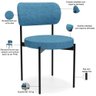 Kit 06 Cadeiras Estofadas para Sala de Jantar Louvre L02 Linho Azul - Lyam Decor - 4