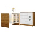 Ver imagem 1 de Quarto de Bebê com Berço com Suporte 100% MDF Life e Cômoda de Bebê 100% MDF 1 Porta 4 Gavetas Life Branco/Madeirado Ypê