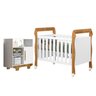 Quarto de Bebê com Berço Mini Cama 3 em 1 Soninho e Cômoda 100% Mdf 1 Porta 3 Prateleiras Flocos - 1