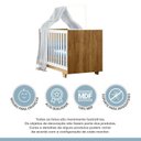 Ver mais imagens de Quarto de Bebê Berço Mini Cama, Cômoda 1 Porta 4 Gavetas Life e Roupeiro 4 Portas 2 Gavetas Fly Branco/Madeirado Ypê