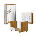 Ver imagem 1 de Quarto de Bebê Berço Mini Cama, Cômoda 1 Porta 4 Gavetas Life e Roupeiro 4 Portas 2 Gavetas Fly Branco/Madeirado Ypê