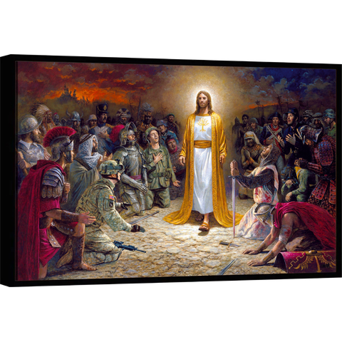 Quadro Decorativo Canvas Moldura em Filete Jesus Cristo Orações Gg