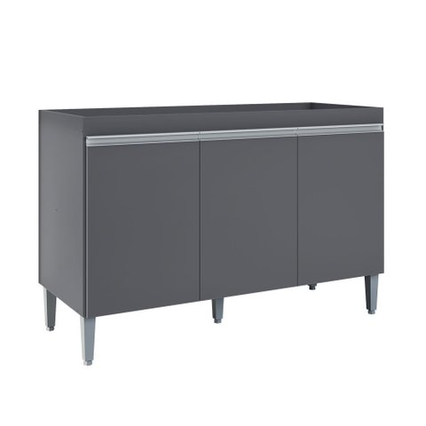 Balcão Gabinete Cozinha Manu 120cm 3 Portas sem Tampo Mdp Multiuso Cinza - Desk Design