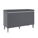 Ver imagem 1 de Balcão Gabinete Cozinha Manu 120cm 3 Portas sem Tampo Mdp Multiuso Cinza - Desk Design