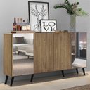 Ver imagem 7 de Aparador Buffet 4 Portas Com Espelho Retrô Vegas Multimóveis V3562 Rustic/preto Rustic/preto