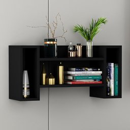 Nicho Estante De Parede Luxo Decoração Moderno Livro Preto - 3