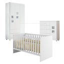 Ver imagem 1 de Quarto de Bebê com Berço com Suporte, Cômoda 1 Porta 4 Gavetas Life e Roupeiro 3 Portas 2 Gavetas Branco