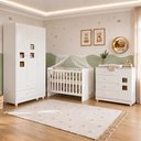 Ver imagem 1 de Quarto de Bebê com Berço com Suporte, Cômoda 1 Porta 4 Gavetas Life e Roupeiro 3 Portas 2 Gavetas Br