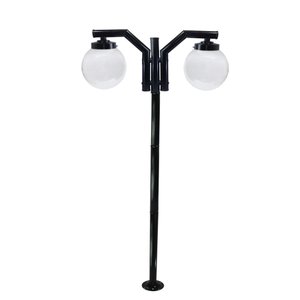 Poste de Jardim P23/2 com Globo de Vidro Transparente 15x28 2,16m em Aço Fosfatizado Preto