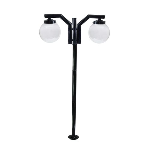 Poste de Jardim P23/2 com Globo de Vidro Transparente 15x28 2,16m em Aço Fosfatizado Preto