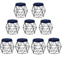 Ver imagem 1 de Kit 9 Puffs Vanessa Decorativos Aramado Preto - Azul Marinho