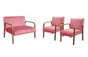 Ver imagem 2 de Conjunto Decorativo Anita Namoradeira + Poltronas Sala, Recepção Rosa 280