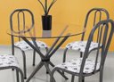 Ver imagem 2 de Conjunto Mesa Munique Redonda Vidro 04 Cadeiras Chumbo Aço jantar ultimas unidades Quality