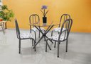 Ver imagem 1 de Conjunto Mesa Munique Redonda Vidro 04 Cadeiras Chumbo Aço jantar ultimas unidades Quality