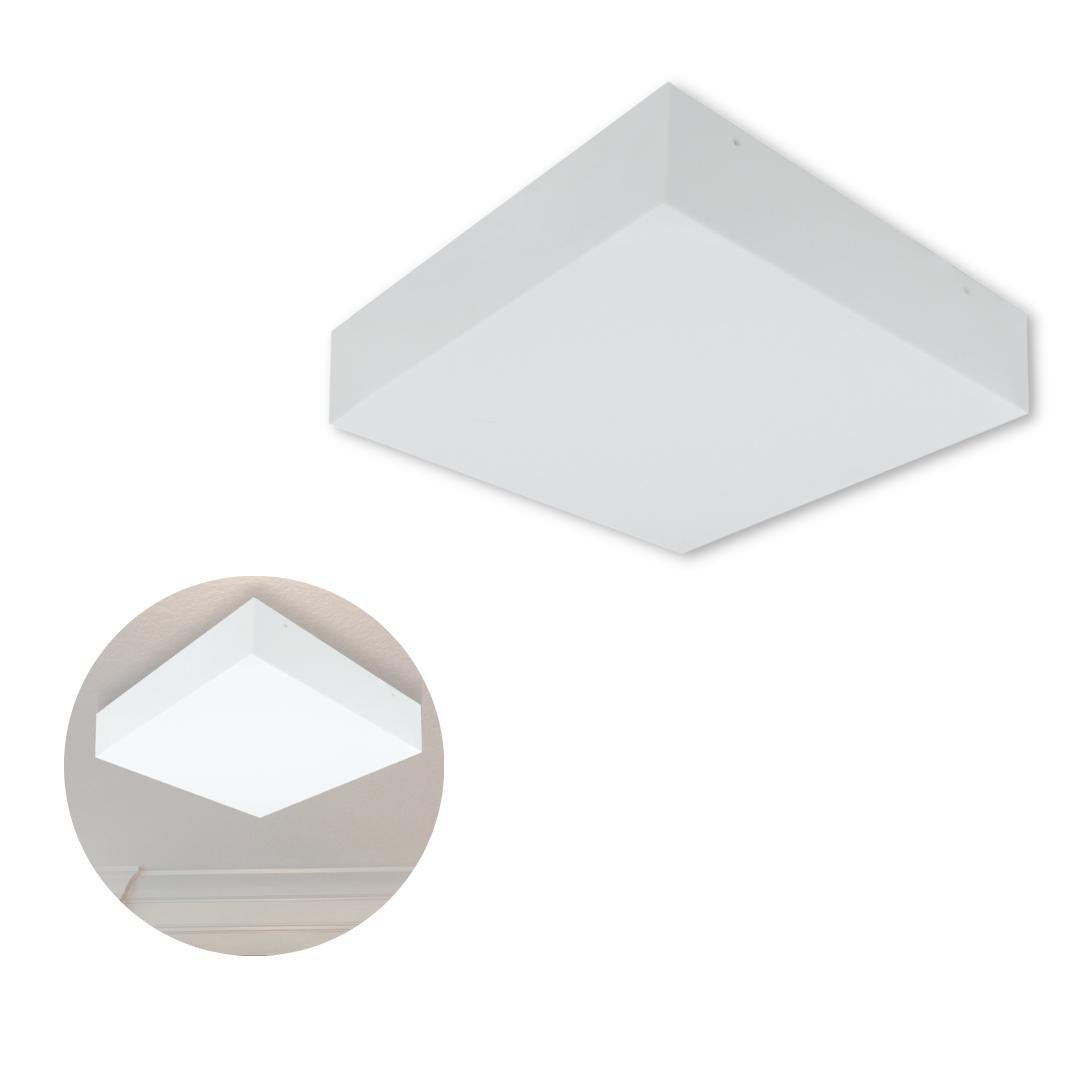 Luminária Plafon Aço e Acrílico Sobrepor Quadrado 20x20 Cm  - Branco Texturizado - 1