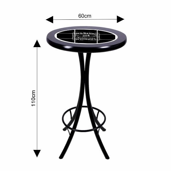 Jogo Mesa Redonda Bistrô Azulejo Cerveja 3 Banqueta Preto - 5