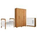 Ver imagem 1 de Quarto de Bebê com Berço Mini Cama, Cômoda 1 Porta 4 Gavetas e Roupeiro 4 Portas 3 Gavetas 100% MDF Branco/Madeirado Ypê