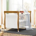 Ver imagem 2 de Quarto de Bebê com Berço Mini Cama, Cômoda 1 Porta 4 Gavetas e Guarda Roupa 3 Portas 2 Gavetas Branco/Madeirado Ypê