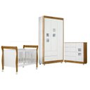 Ver imagem 1 de Quarto de Bebê com Berço Mini Cama, Cômoda 1 Porta 4 Gavetas e Guarda Roupa 3 Portas 2 Gavetas Branco/Madeirado Ypê