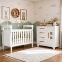 Ver imagem 1 de Quarto de Bebê com Berço Mini Cama 100% MDF Slim e Cômoda 4 Gavetas 1 Porta Fly 100% MDF Branco