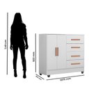 Ver imagem 7 de Guarda Roupa Casal Porto 8 Portas Cômoda 4 Gavetas 2 Portas Armário Multiuso Lite Branco Brilho Le