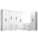 Ver imagem 1 de Guarda Roupa Casal Porto 8 Portas Cômoda 4 Gavetas 2 Portas Armário Multiuso Lite Branco Brilho Le