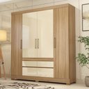 Ver imagem 1 de Guarda Roupa Casal 4 Portas e 4 Gavetas Bilbao - Amêndola Touch/off White