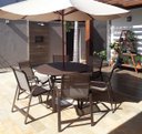 Ver imagem 2 de 6 Cadeiras e Mesa 120cm Tampo Ripado Alumínio Piscina Jardim
