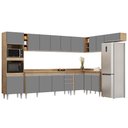 Ver imagem 1 de Armário de Cozinha Modulada de Canto 9 Peças CP05 Balcão com Tampo Castanho/Cinza - Lumil Lumil Móve