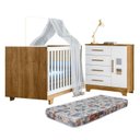 Ver imagem 1 de Quarto de Bebê com Berço Mini Cama 100% MDF com Colchão Life e Cômoda 4 Gavetas 1 Porta Fly 100% MDF Branco/Madeirado Ypê