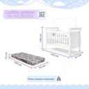 Ver imagem 6 de Quarto de Bebê Berço Mini Cama com Colchão, Cômoda 1 Porta 4 Gavetas e Roupeiro 4 Portas 3 Gavetas B