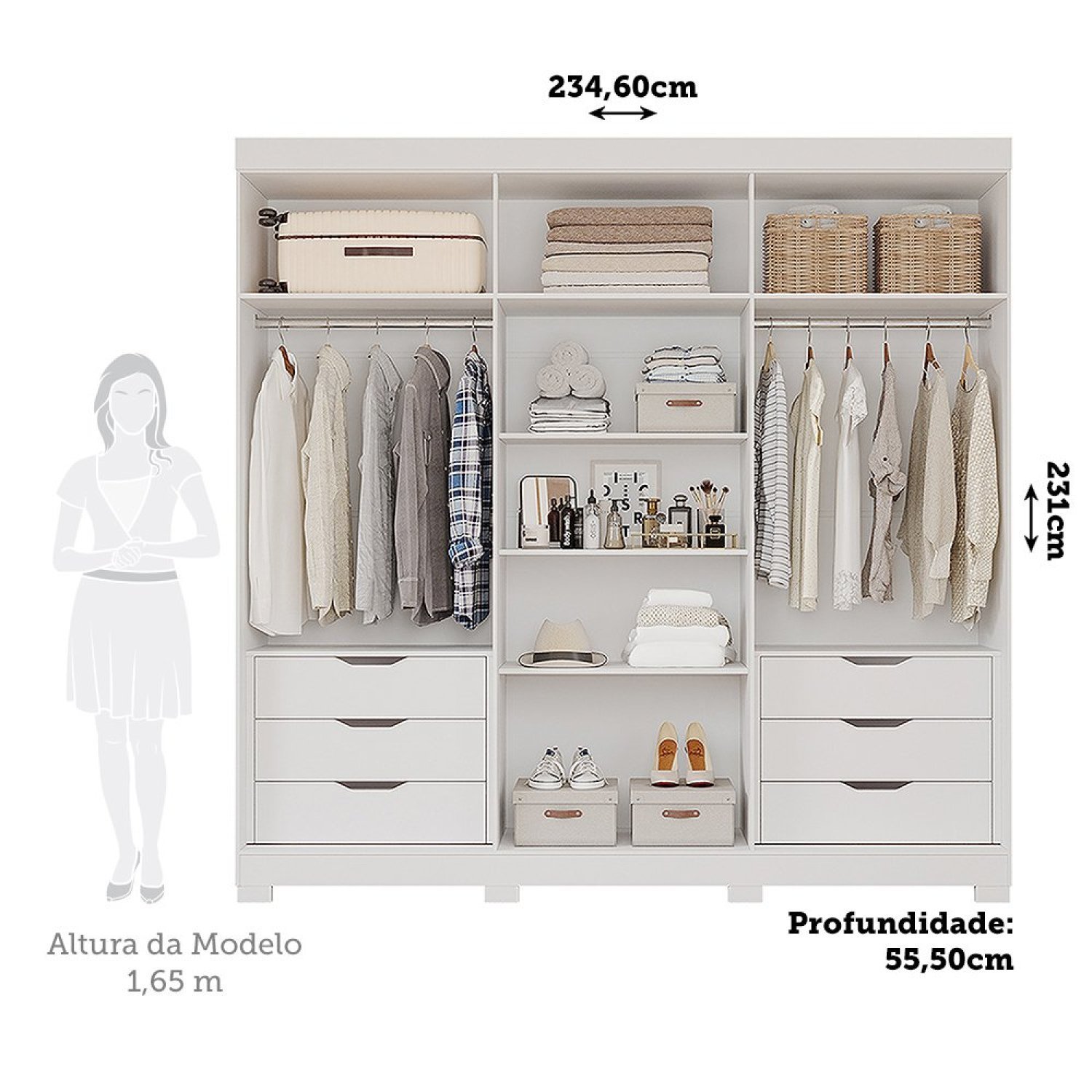 Guarda Roupa Casal 234,60cm 6 Portas e 6 Gavetas 100% Mdf Boston Espresso Móveis - 5