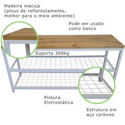 Sapateira Banco Strassis Design Sd-5001-1metro Branca - 7