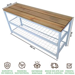 Sapateira Banco Strassis Design Sd-5001-1metro Branca - 6