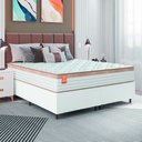 Ver imagem 2 de Cama Box Colchão Casal King Molas Ensacadas Real 193x203x65cm Branco / Bege Linho Inducol