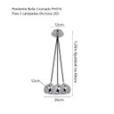 Ver imagem 3 de Pendente Drip Cromado 26cm 3 Lâmpadas Mesa Bancada Aparador