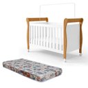 Ver imagem 3 de Quarto de Bebê Berço Mini Cama com Colchão, Cômoda 1 Porta 4 Gavetas e Roupeiro 4 Portas 2 Gavetas B
