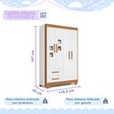 Ver imagem 7 de Quarto de Bebê Berço Mini Cama com Colchão, Cômoda 1 Porta 4 Gavetas e Roupeiro 4 Portas 2 Gavetas B