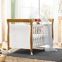 Ver imagem 2 de Quarto de Bebê Berço Mini Cama com Colchão, Cômoda 1 Porta 4 Gavetas e Roupeiro 4 Portas 2 Gavetas Branco/Madeirado Ypê