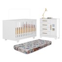 Ver imagem 1 de Quarto de Bebê com Berço Mini Cama 100% MDF com Colchão Life e Cômoda 4 Gavetas 1 Porta Fly 100% MDF Branco