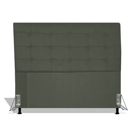 Cabeceira Estofada Rubi 195 cm Para Cama Box Quarto King Size MV Estofados Suede Cinza