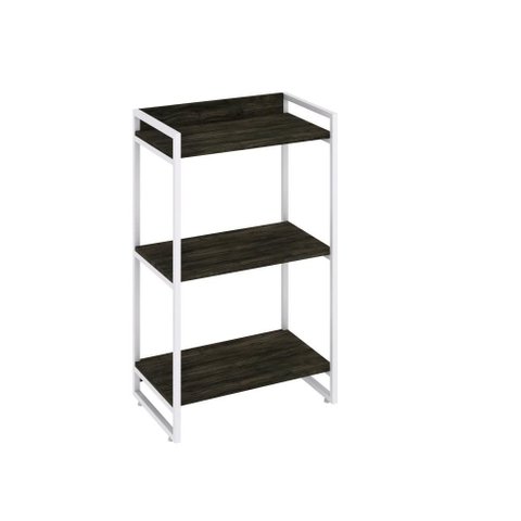 Estante Kuadra 60x40x104cm c/03 Prateleiras Carvalho Dark / Est.Branca