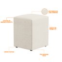 Ver imagem 2 de Puff Quadrado Decorativo L02 Sala de Estar Linho Champagne - Lyam Decor