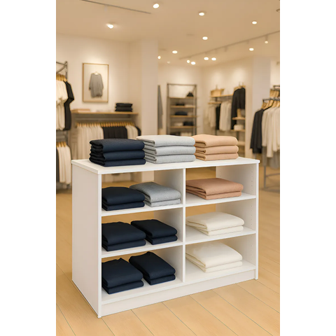 Balcao Loja Central Expositor Nicho para Roupa Produtos 90cm:branco