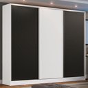Ver imagem 1 de Guarda Roupa Casal 100% Mdf Madesa Zurique 3 Portas de Correr - Branco/preto/branco