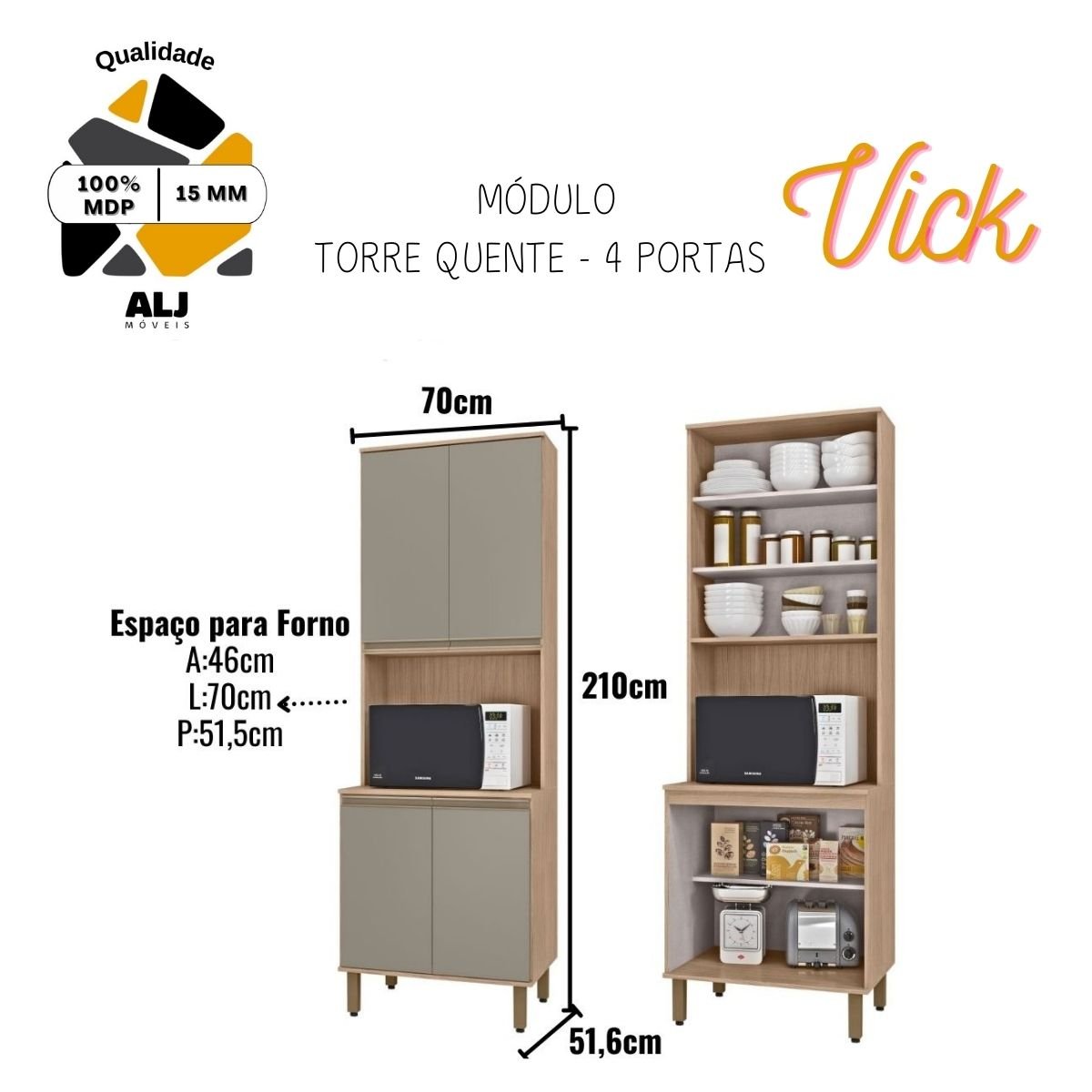 Comprar Cozinha Completa Modulada de Canto com Tampo Vick 9 Peças